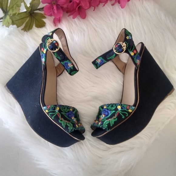 Tory Burch Sonoma Platform Wedge Sandal Size 9.5 - Picture 1 of 7